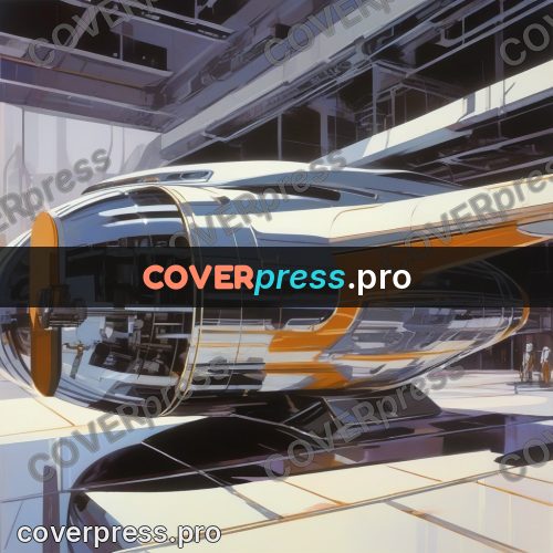 Syd Mead style painting: white capsule on a platform