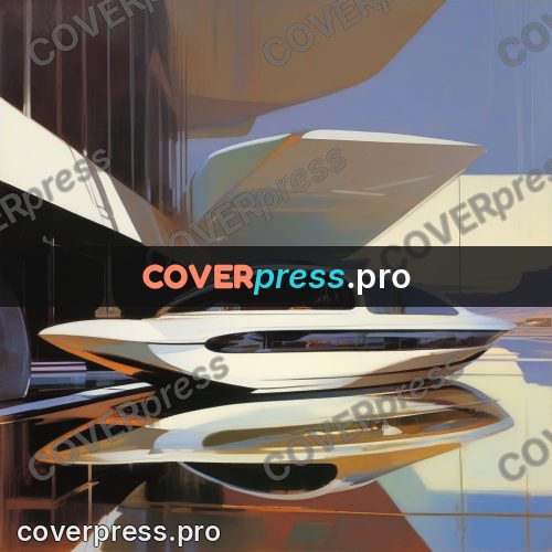 Syd Mead style painting: streamlined vessel at a quay