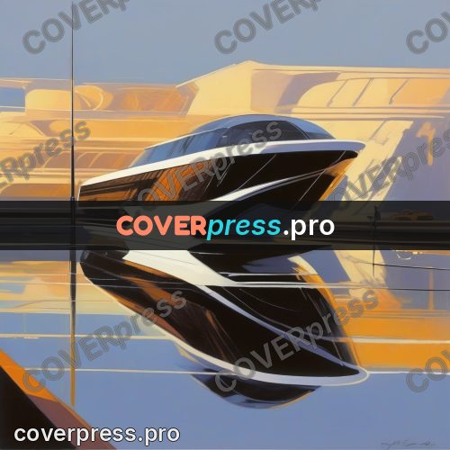 Syd Mead style painting: streamlined vessel at a quay