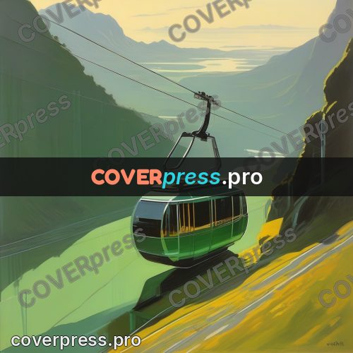 Syd Mead style painting: cabin above a mountain lake
