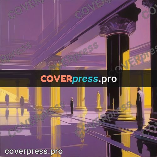 Syd Mead style painting: lilac hall with columns