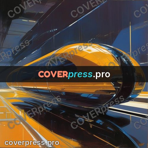 Syd Mead style painting: orange capsule at a platform