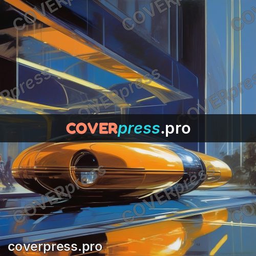 Syd Mead style painting: orange capsule at a platform