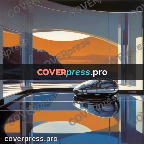 Syd Mead style painting: hall looking out on a plain