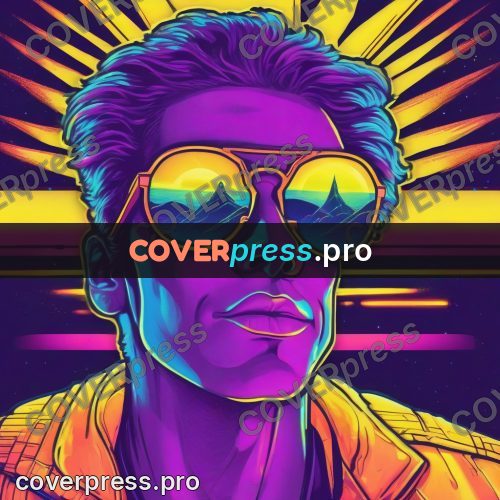 80s retro illustration: face in dark sunglasses