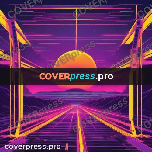 80s retro illustration: overpass above a glowing road