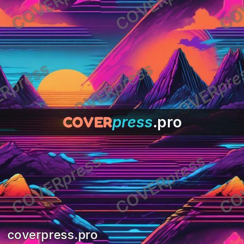 80s retro illustration: sun circle between mountains