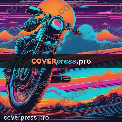 80s retro illustration: motorcycle in neon light