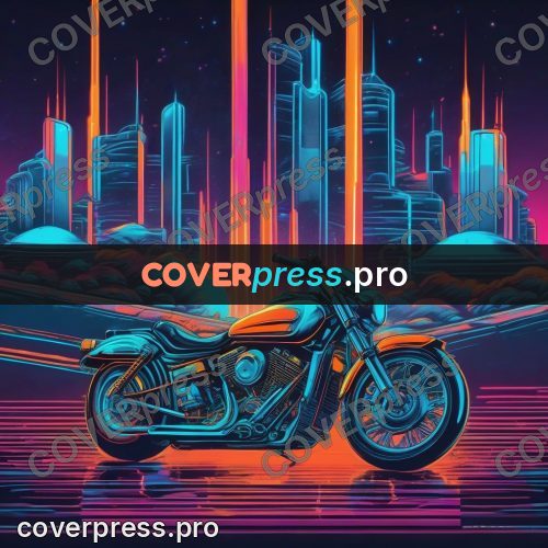 80s retro illustration: motorcycle in neon light