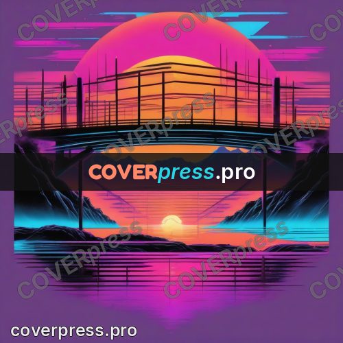 80s retro illustration: pillars against a setting sun