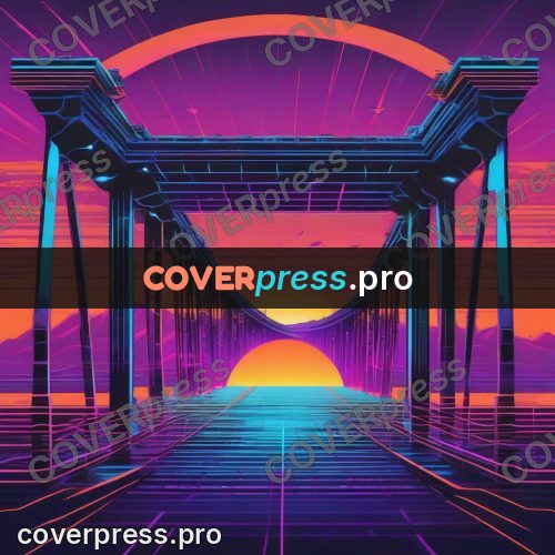 80s retro illustration: pillars against a setting sun