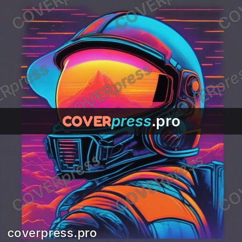 80s retro illustration: head in a visored helmet