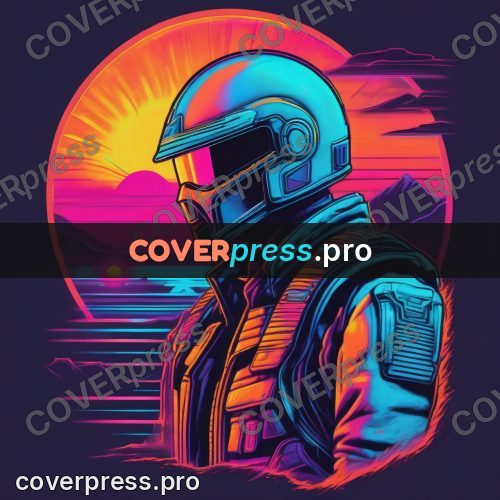 80s retro illustration: head in a visored helmet