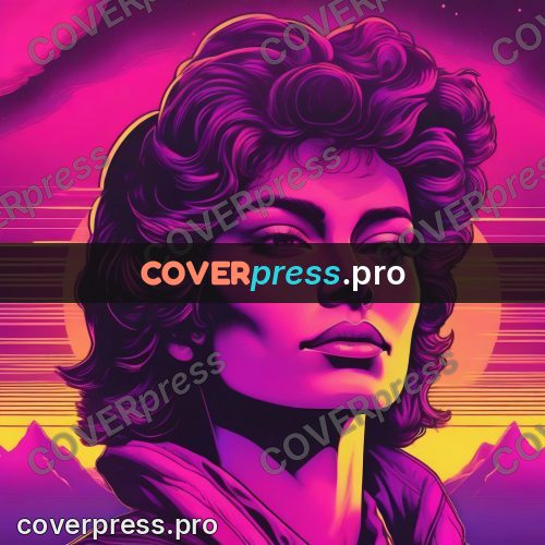 80s retro illustration: face against mountains and sun