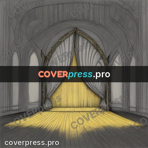 Tim Burton style drawing: curtain on an empty stage