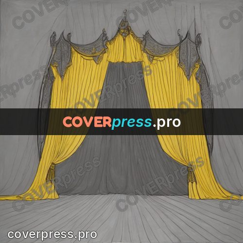 Tim Burton style drawing: curtain on an empty stage