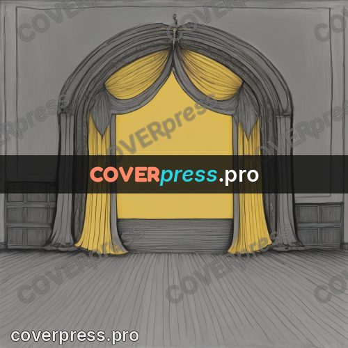Tim Burton style drawing: curtain on an empty stage