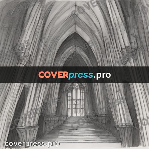 Tim Burton style drawing: gothic vaults and stairs