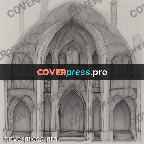Tim Burton style drawing: gothic vaults and stairs