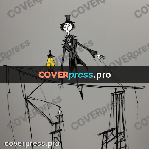Tim Burton style drawing: figure holding a lantern