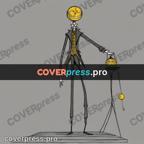 Tim Burton style drawing: figure holding a lantern