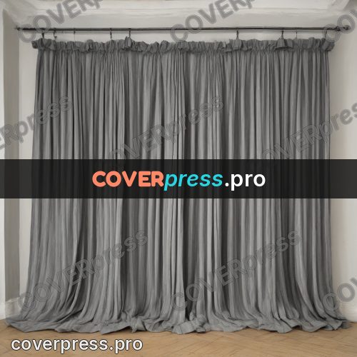 Tim Burton style drawing: heavy grey curtains