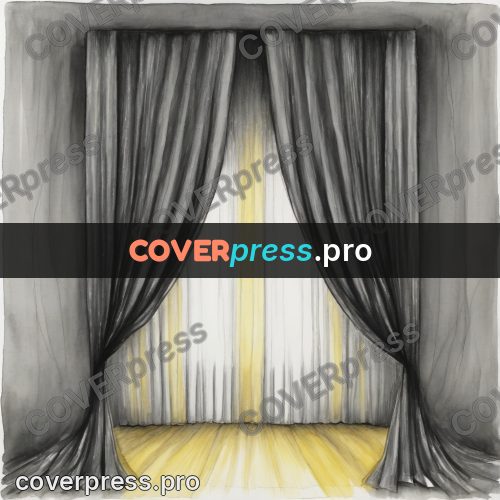 Tim Burton style drawing: heavy grey curtains