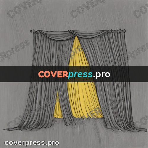 Tim Burton style drawing: heavy grey curtains