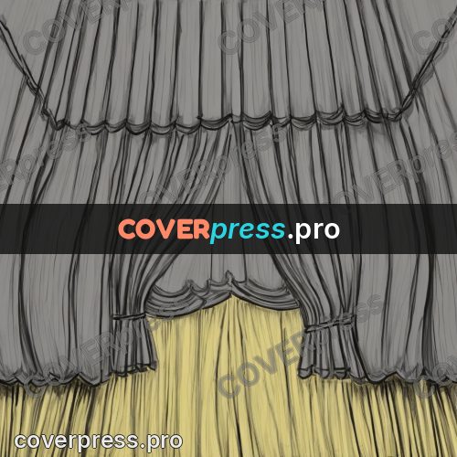 Tim Burton style drawing: heavy grey curtains