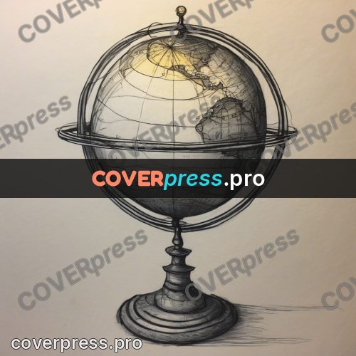 Tim Burton style drawing: globe on a stand