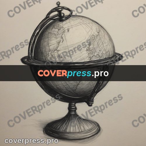 Tim Burton style drawing: globe on a stand