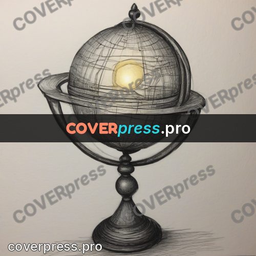 Tim Burton style drawing: globe on a stand