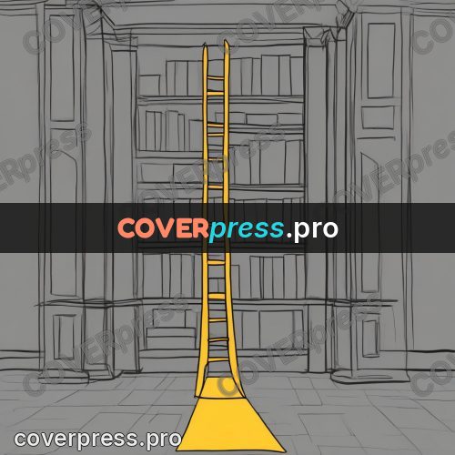 Tim Burton style drawing: ladder by tall bookshelves