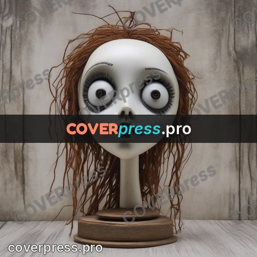 Tim Burton style drawing: doll with huge eyes