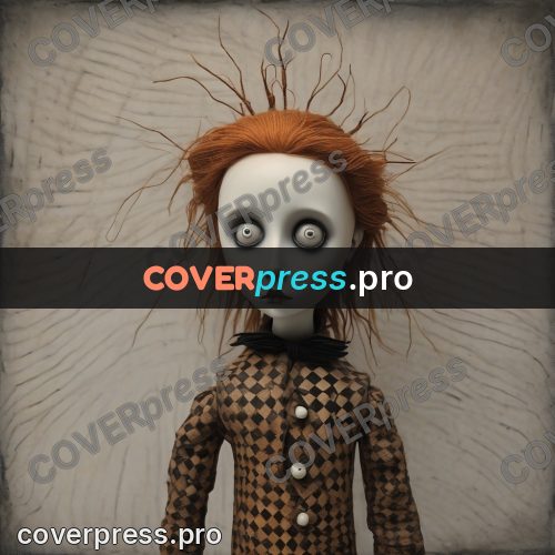 Tim Burton style drawing: doll with huge eyes