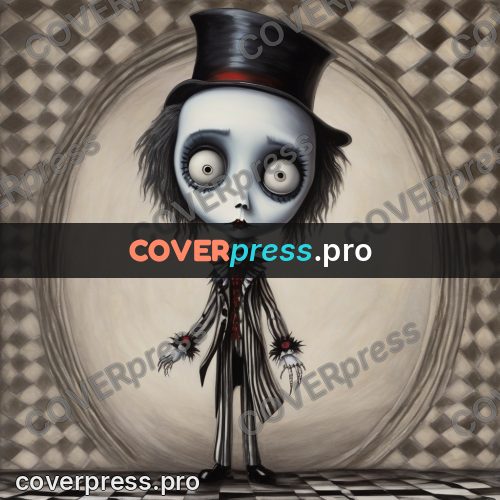 Tim Burton style drawing: figure in a top hat