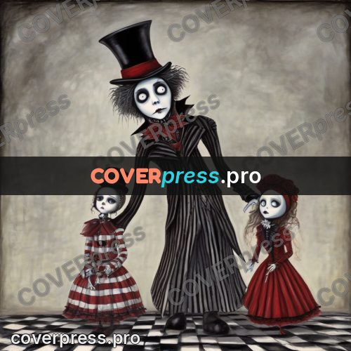 Tim Burton style drawing: figure in a top hat