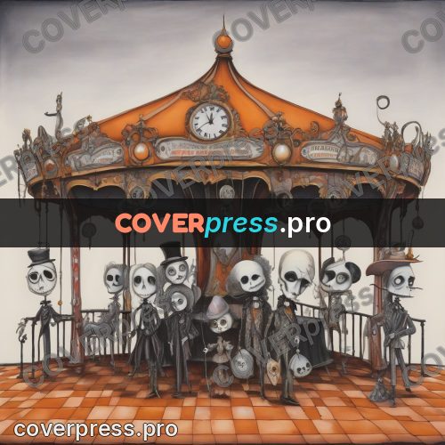 Tim Burton style drawing: carousel with dolls