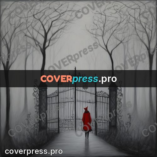 Tim Burton style drawing: iron gates in the fog