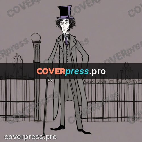 Tim Burton style drawing: tall man in a top hat