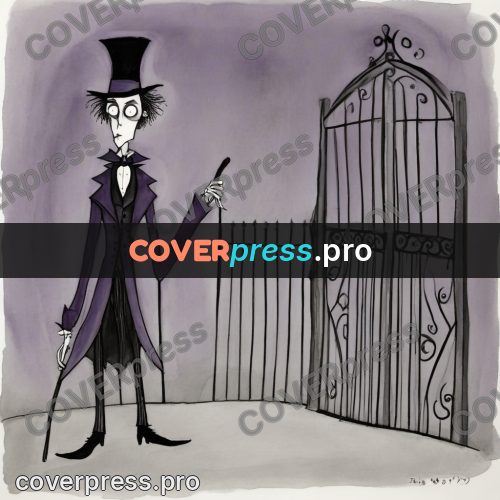 Tim Burton style drawing: tall man in a top hat