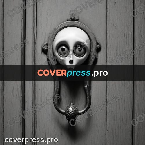 Tim Burton style drawing: door knocker with a face