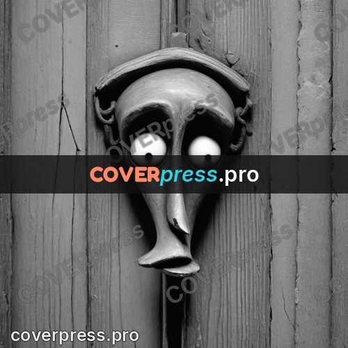 Tim Burton style drawing: door knocker with a face