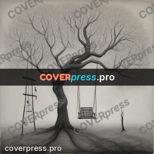 Tim Burton style drawing: swing on a bare tree