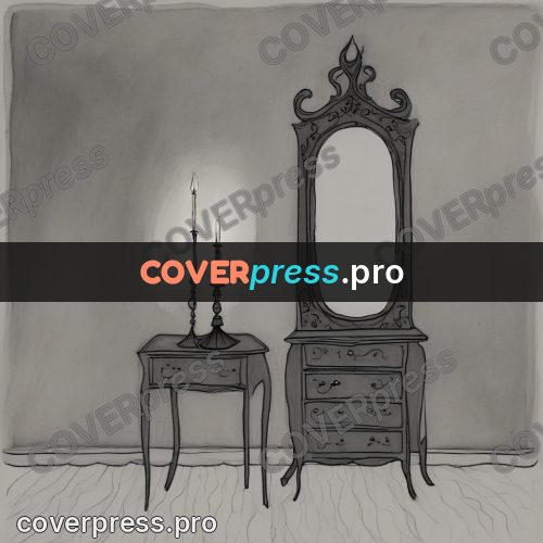 Tim Burton style drawing: mirror and a chest with candles