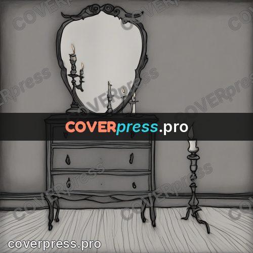 Tim Burton style drawing: mirror and a chest with candles