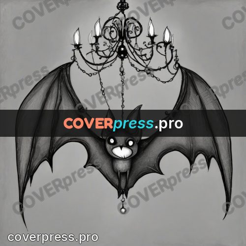Tim Burton style drawing: bat under a chandelier