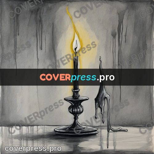 Tim Burton style drawing: candle in a candlestick