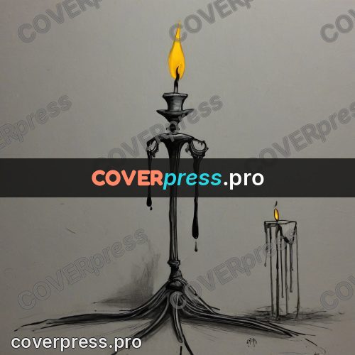 Tim Burton style drawing: candle in a candlestick