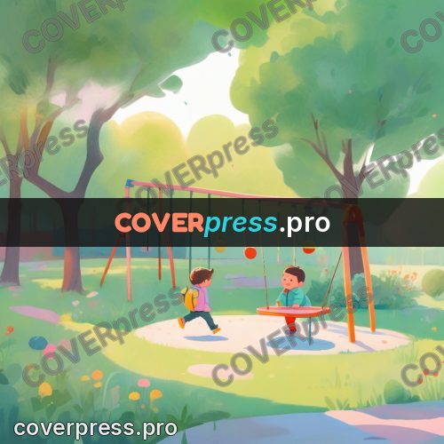 Storybook drawing: swings in a playground